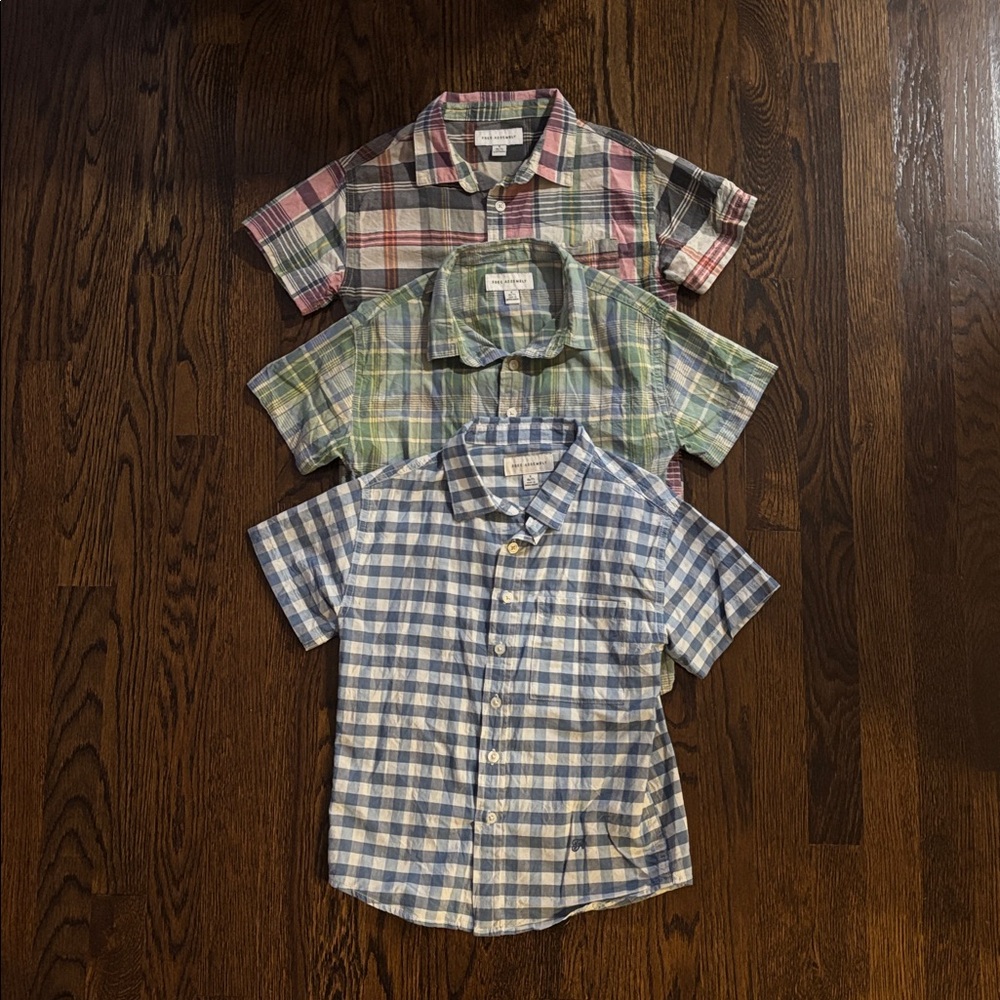 Three Boys Checkered Button Down Short Sleeve Shirts